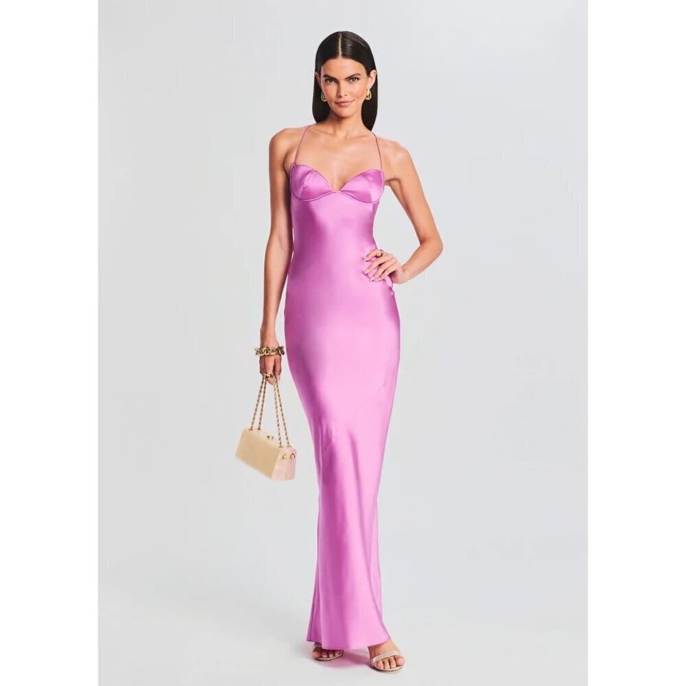 SER.O.YA Andie Silk Gown in Rose Bud New Womens Maxi Long Dress - Picture 9 of 16